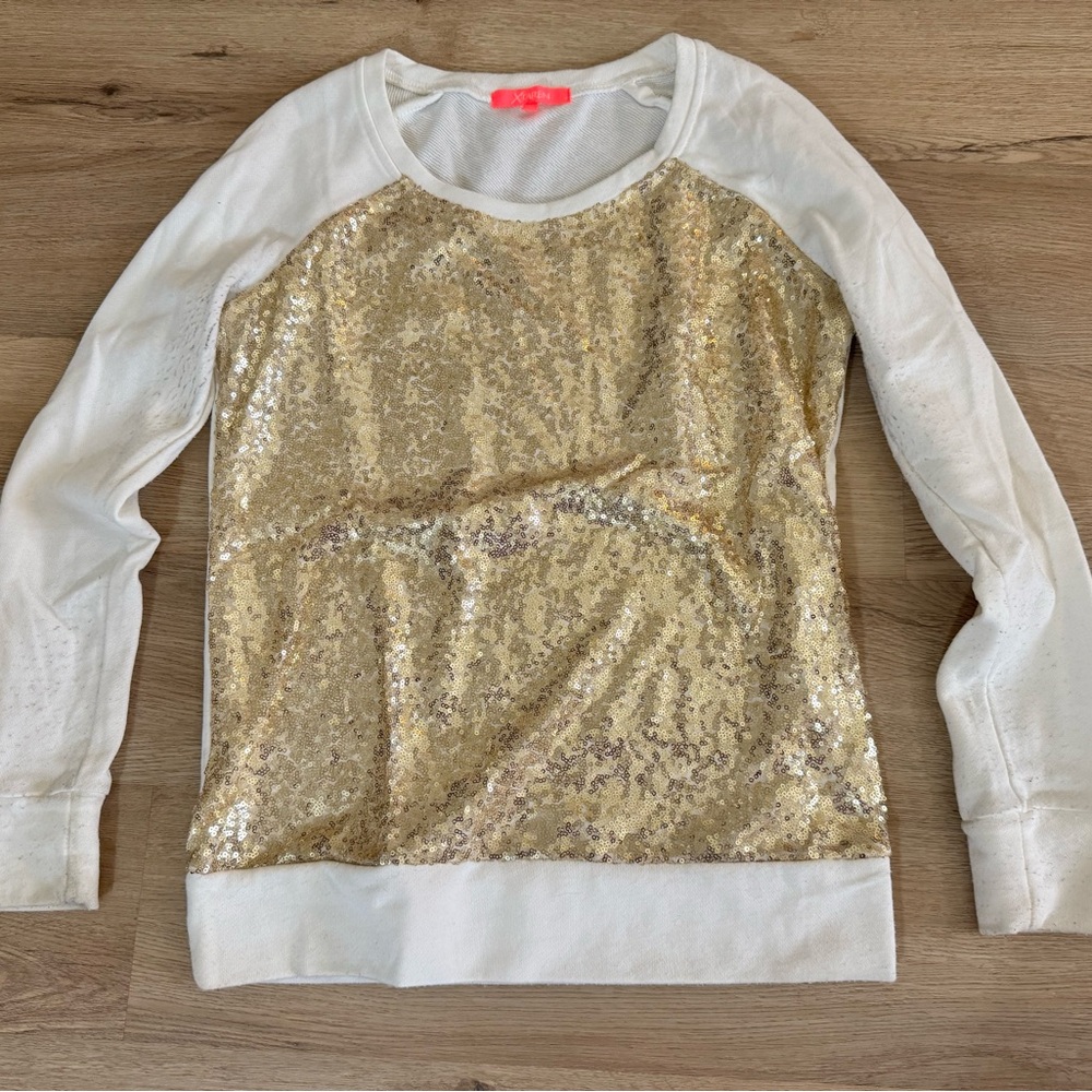 Xtaren Gold Sequin Long Sleeve Sweatshirt
